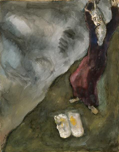 Moïse brise les Tables de la Loi contemporain de Marc Chagall Peintures à l'huile